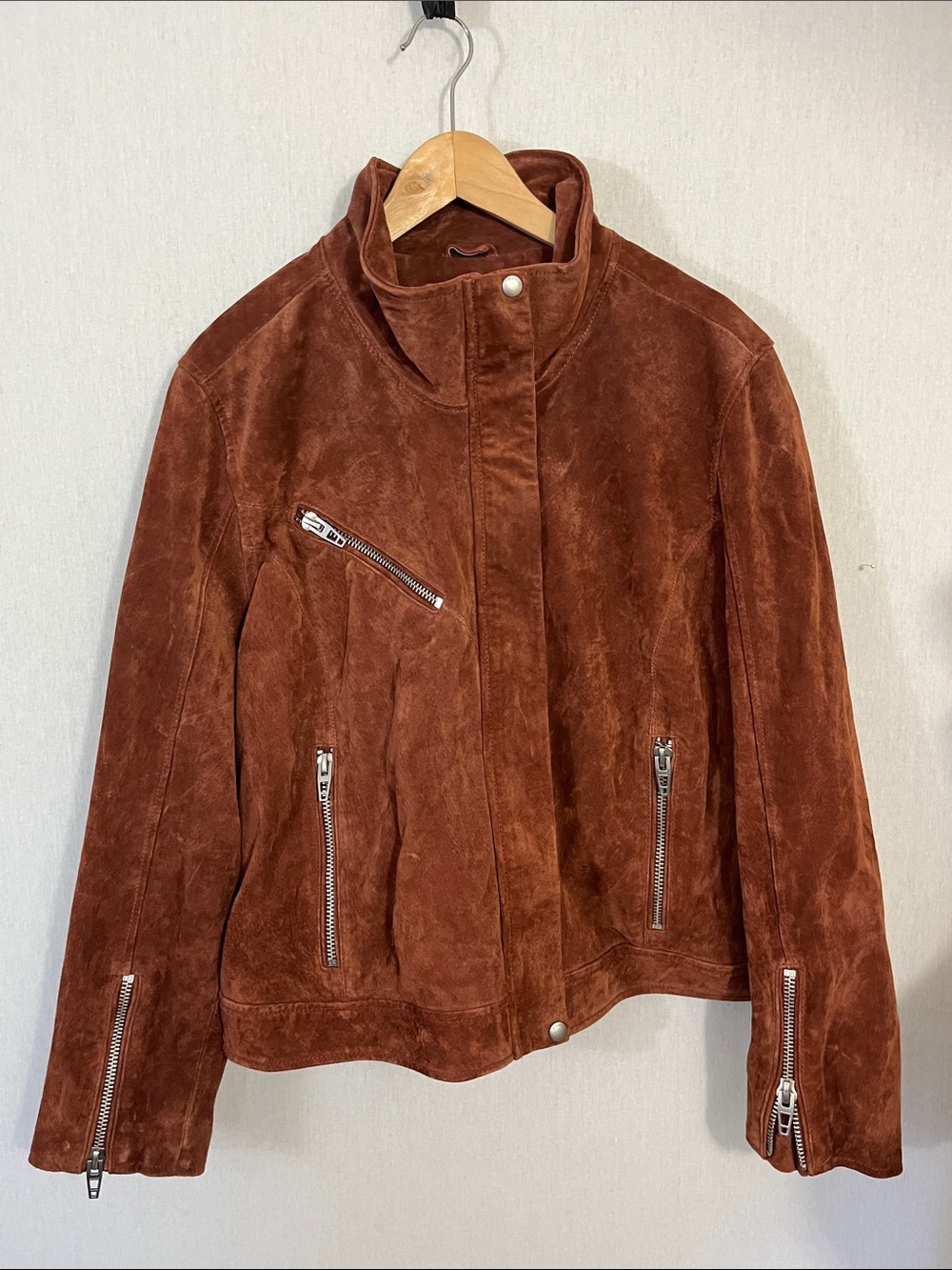 Blank NYC Rust Brown Genuine Suede Moto Jacket 3X